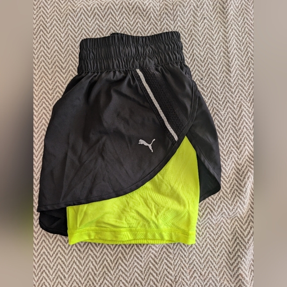 Puma Black and Neon Green Athletic Skort - Picture 1 of 5
